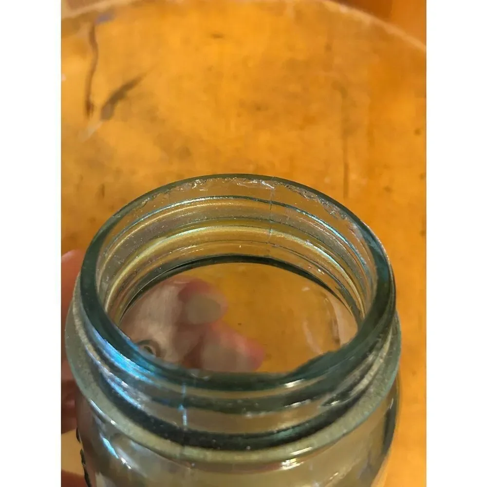 Vintage Ball Perfect Quart Mason Jar Aqua Blue Zinc Porcelain Screw Lid (5010)